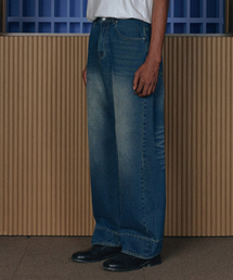 MUDSALT（マッドソルト）の「ウォッシングカーブドワイドデニムパンツディープブルー（デニムパンツ）」