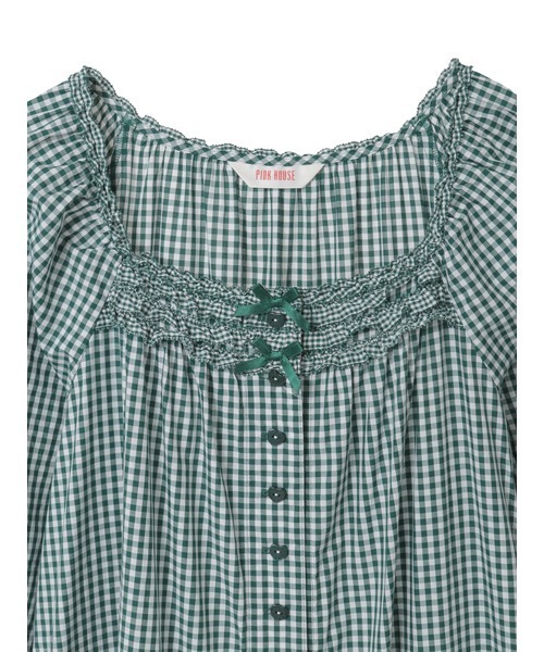 PINK HOUSE（ピンクハウス）の「ギンガムチェックミディワンピース（ワンピース・レディース・レッド/ブラック/グリーン/ブラウン・フリー）」の14枚目の写真