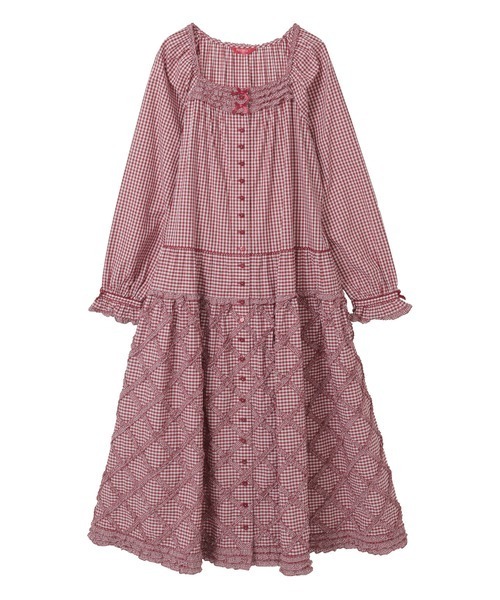 PINK HOUSE（ピンクハウス）の「ギンガムチェックミディワンピース（ワンピース・レディース・レッド/ブラック/グリーン/ブラウン・フリー）」の6枚目の写真