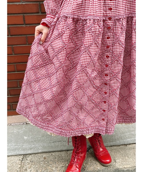 PINK HOUSE（ピンクハウス）の「ギンガムチェックミディワンピース（ワンピース・レディース・レッド/ブラック/グリーン/ブラウン・フリー）」の21枚目の写真