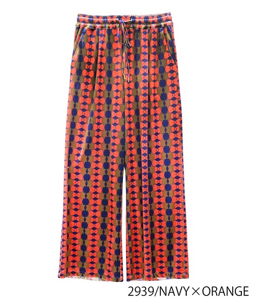 moyan ecri(モヤン エクリ)の「<moyan ecri>カットベロア総柄イージーパンツLink our Ties Easy pants(その他パンツ・レディース・ブルー系その他/オレンジ系その他・M/L)」の8枚目の写真