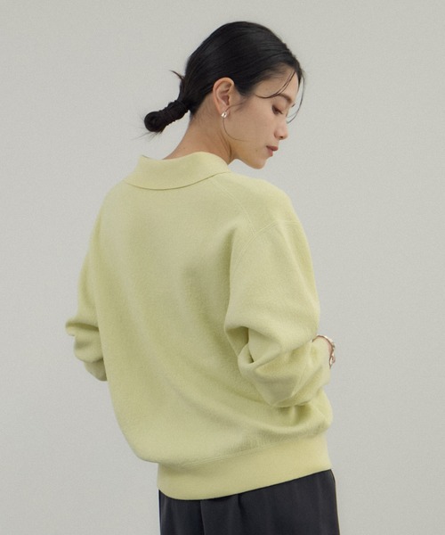 SALON adam et rope'(サロン アダム エ ロペ)の「クレープスウェットライクポロプルオーバー(スウェット・レディース・チャコールグレー/オフホワイト/グリーン系その他・FREE)」の16枚目の写真