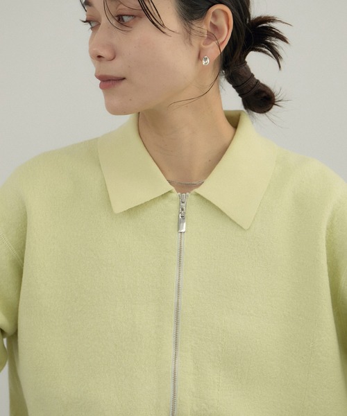 SALON adam et rope'(サロン アダム エ ロペ)の「クレープスウェットライクポロプルオーバー(スウェット・レディース・チャコールグレー/オフホワイト/グリーン系その他・FREE)」の17枚目の写真