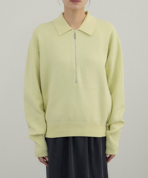 SALON adam et rope'(サロン アダム エ ロペ)の「クレープスウェットライクポロプルオーバー(スウェット・レディース・チャコールグレー/オフホワイト/グリーン系その他・FREE)」の18枚目の写真