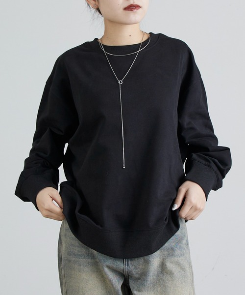 Lui's（ルイス）の「後ろデザインミニ裏毛ロンT（Tシャツ/カットソー・レディース・ライトグレー/ブラック/オフホワイト・FREE）」の5枚目の写真