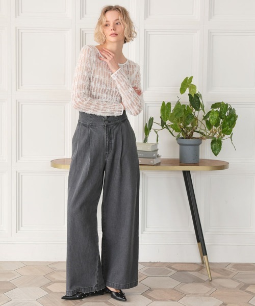 DONOBAN（ドノバン）の「エアリーフェザートップス（Tシャツ/カットソー・レディース・チャコール/ホワイト/ブラック・ONE SIZE）」の9枚目の写真