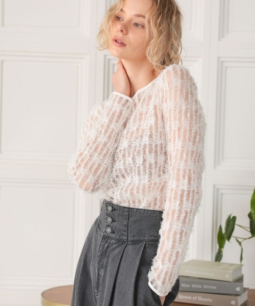 DONOBAN（ドノバン）の「エアリーフェザートップス（Tシャツ/カットソー・レディース・チャコール/ホワイト/ブラック・ONE SIZE）」の11枚目の写真