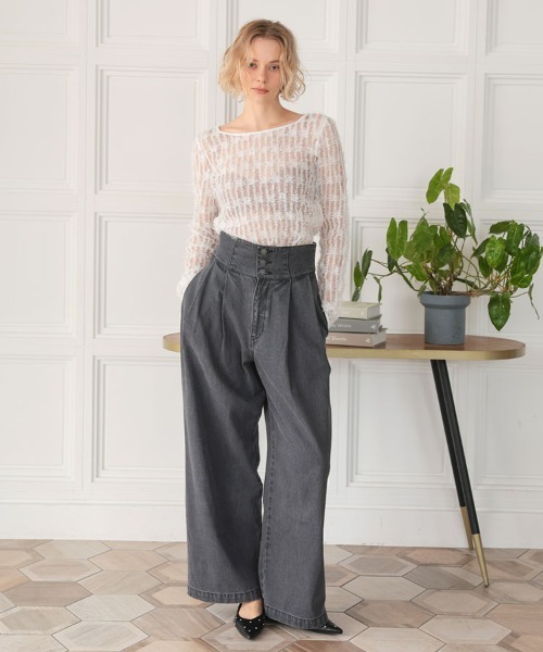 DONOBAN（ドノバン）の「エアリーフェザートップス（Tシャツ/カットソー・レディース・チャコール/ホワイト/ブラック・ONE SIZE）」の6枚目の写真