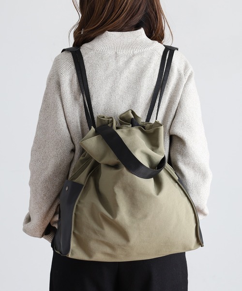 crossi(クロッシー)の「異素材切替2WAYドローストリングバッグ(ショルダーバッグ・レディース・オリーブ/ベージュ/グレー/ブラック・FREE/F)」の17枚目の写真
