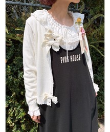 PINK HOUSE ホワイトリボンカーディガン PINK HOUSE（ピンクハウス） ニットカーディガン フリー ホワイト