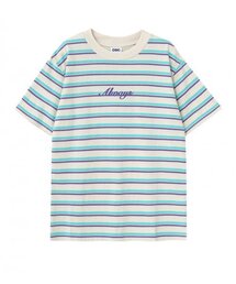 ALWAYS EMBROIDERED STRIPE T-SHIRT(IVORY)
