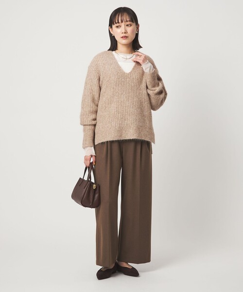 セール】アルパカブレンド アゼ Vネック プルオーバー ニット（ニット