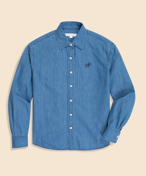 BROOKS BROTHERS(ブルックスブラザーズ)の「【Double B Collection】 コットン ライトウェイトデニム BBロゴ オーバーサイズシャツ(シャツ/ブラウス・レディース・ブルー・LARGE/MEDIUM/SMALL/X-SMALL)」の1枚目の写真