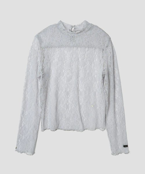 TTUDEMENT(トュードメント)の「HIGH NECK LACE SHEER TOP LIGHT GREY(Tシャツ/カットソー・レディース・その他・FREE)」の3枚目の写真