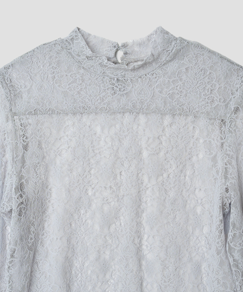 TTUDEMENT(トュードメント)の「HIGH NECK LACE SHEER TOP LIGHT GREY(Tシャツ/カットソー・レディース・その他・FREE)」の5枚目の写真