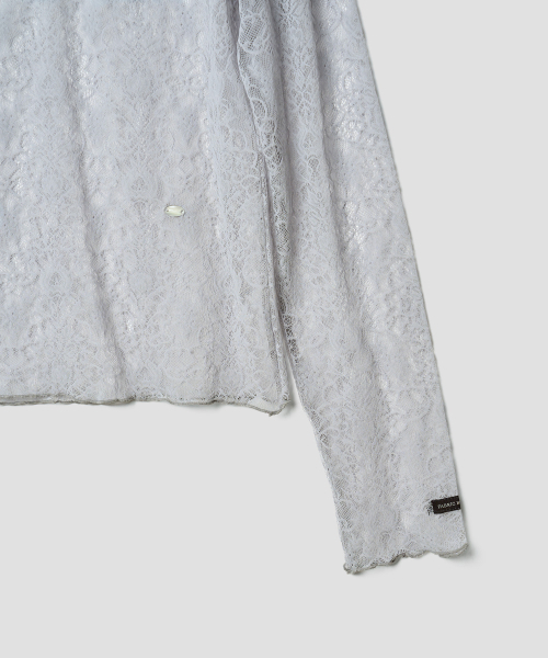 TTUDEMENT(トュードメント)の「HIGH NECK LACE SHEER TOP LIGHT GREY(Tシャツ/カットソー・レディース・その他・FREE)」の7枚目の写真