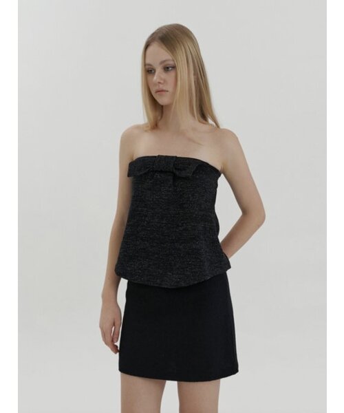 KINDABABY(カインダベイビー)の「sweety ribbon tube top - black(Tシャツ/カットソー・レディース・ブラック・FREE)」の1枚目の写真