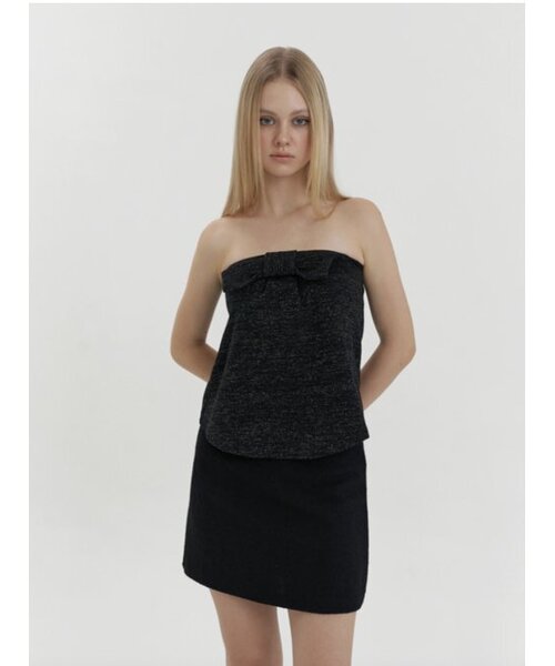 KINDABABY(カインダベイビー)の「sweety ribbon tube top - black(Tシャツ/カットソー・レディース・ブラック・FREE)」の2枚目の写真