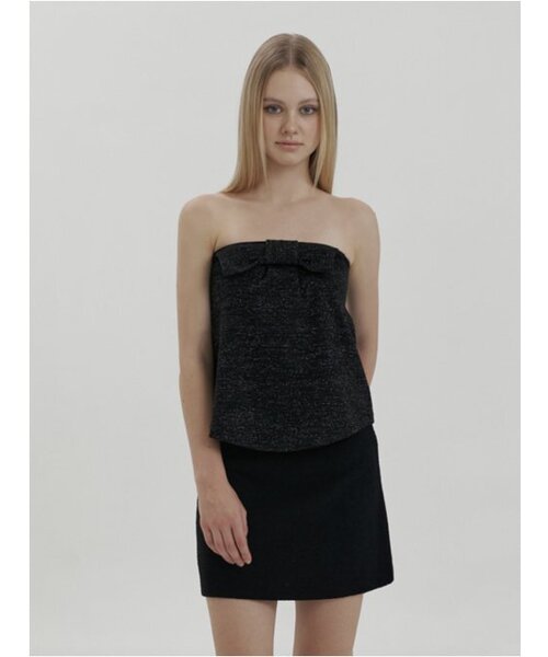 KINDABABY(カインダベイビー)の「sweety ribbon tube top - black(Tシャツ/カットソー・レディース・ブラック・FREE)」の3枚目の写真