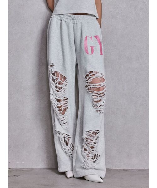 GYDA（ジェイダ）の「GYDA×DC ダメージSPARKLE LOGOスウェットパンツ（スウェットパンツ・レディース・オフホワイト/ブラック/ピンク/グレー・FREE）」の3枚目の写真