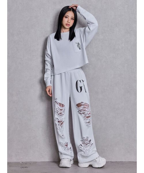 GYDA（ジェイダ）の「GYDA×DC ダメージSPARKLE LOGOスウェットパンツ（スウェットパンツ・レディース・オフホワイト/ブラック/ピンク/グレー・FREE）」の11枚目の写真