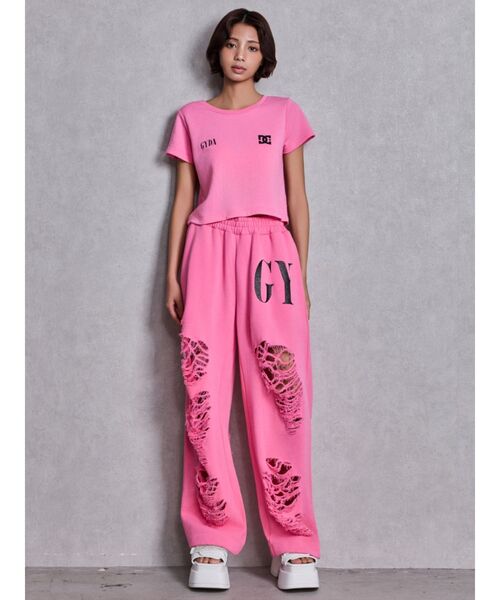 GYDA（ジェイダ）の「GYDA×DC ダメージSPARKLE LOGOスウェットパンツ（スウェットパンツ・レディース・オフホワイト/ブラック/ピンク/グレー・FREE）」の21枚目の写真