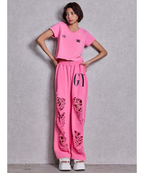 GYDA（ジェイダ）の「GYDA×DC ダメージSPARKLE LOGOスウェットパンツ（スウェットパンツ・レディース・オフホワイト/ブラック/ピンク/グレー・FREE）」の22枚目の写真