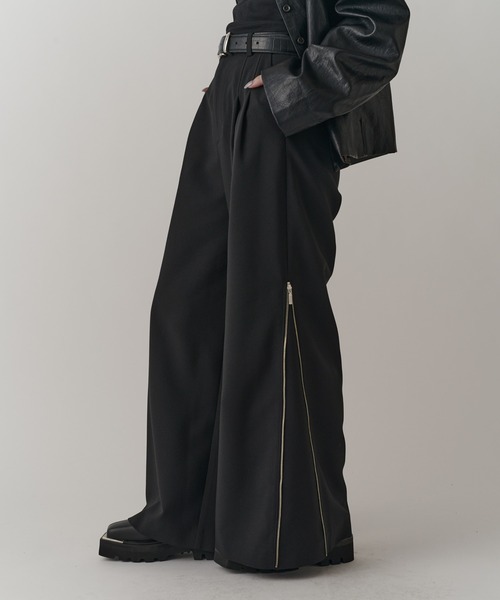 Lui's（ルイス）の「【mi-企画】サイドZIPワイドフレアパンツ（スラックス・レディース・ブラック/グレー・M/S）」の8枚目の写真