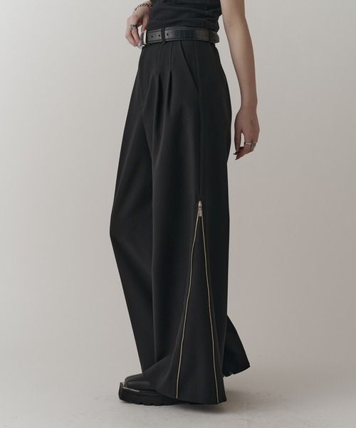 Lui's（ルイス）の「【mi-企画】サイドZIPワイドフレアパンツ（スラックス・レディース・ブラック/グレー・M/S）」の11枚目の写真