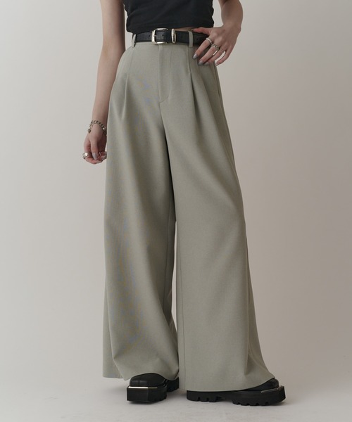 Lui's（ルイス）の「【mi-企画】サイドZIPワイドフレアパンツ（スラックス・レディース・ブラック/グレー・M/S）」の22枚目の写真