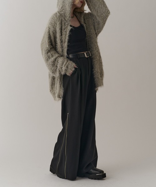 Lui's（ルイス）の「【mi-企画】サイドZIPワイドフレアパンツ（スラックス・レディース・ブラック/グレー・M/S）」の14枚目の写真