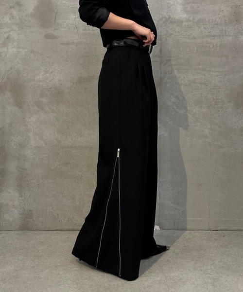 Lui's（ルイス）の「【mi-企画】サイドZIPワイドフレアパンツ（スラックス・レディース・ブラック/グレー・M/S）」の20枚目の写真