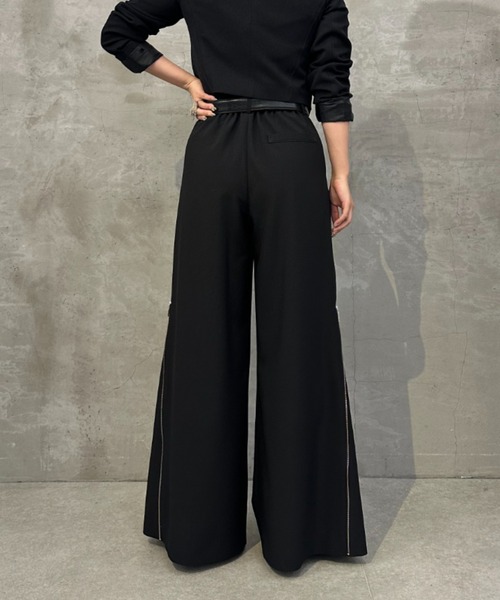 Lui's（ルイス）の「【mi-企画】サイドZIPワイドフレアパンツ（スラックス・レディース・ブラック/グレー・M/S）」の21枚目の写真