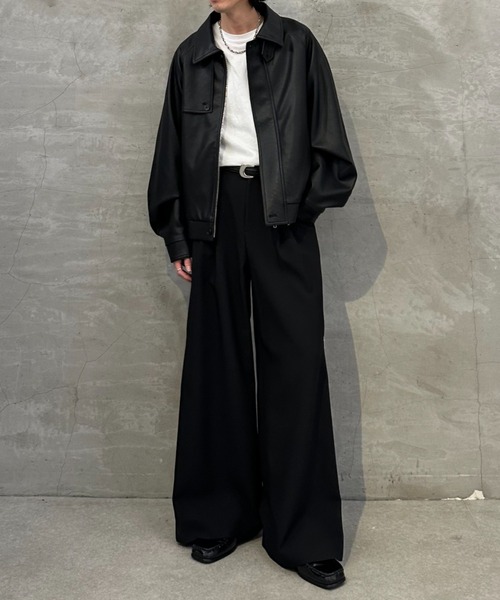 Lui's（ルイス）の「【mi-企画】サイドZIPワイドフレアパンツ（スラックス・レディース・ブラック/グレー・M/S）」の15枚目の写真