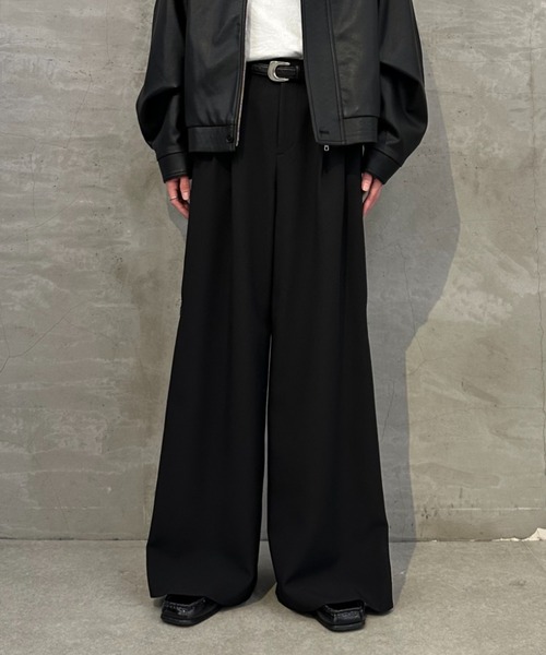 Lui's（ルイス）の「【mi-企画】サイドZIPワイドフレアパンツ（スラックス・レディース・ブラック/グレー・M/S）」の16枚目の写真