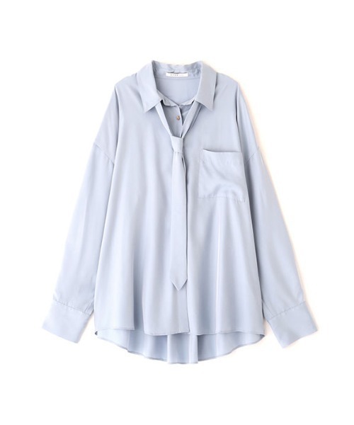 ETRE TOKYO（エトレトウキョウ）の「キュプラネクタイオーバーサイズシャツ（シャツ/ブラウス・レディース・ブラウン/ブルー/ライトベージュ・FREE）」の13枚目の写真