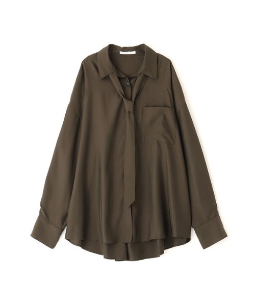 ETRE TOKYO（エトレトウキョウ）の「キュプラネクタイオーバーサイズシャツ（シャツ/ブラウス・レディース・ブラウン/ブルー/ライトベージュ・FREE）」の15枚目の写真