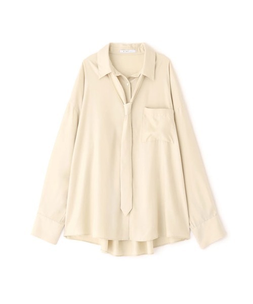 ETRE TOKYO（エトレトウキョウ）の「キュプラネクタイオーバーサイズシャツ（シャツ/ブラウス・レディース・ブラウン/ブルー/ライトベージュ・FREE）」の17枚目の写真