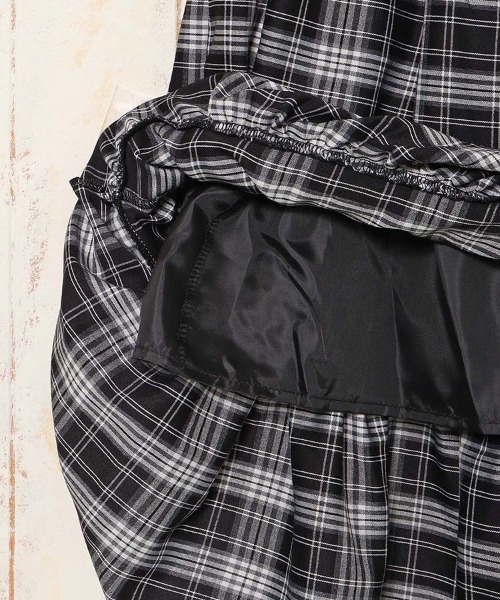 Bleu Bleuet（ブルーブルーエ）の「チェックティアードスカート（スカート・レディース・ブラック/ベージュ/ネイビー・FREE）」の4枚目の写真