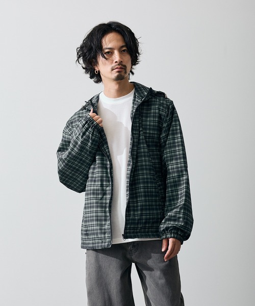 セール】チェック柄 ポリデュスポ パーカーブルゾン（ナイロン