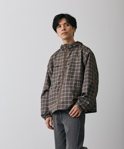 improves(インプローブス)の「チェック柄 ポリデュスポ パーカーブルゾン(ナイロンジャケット・メンズ・ブルー/ブラウン・SMALL/MEDIUM/LARGE/X-LARGE)」の10枚目の写真