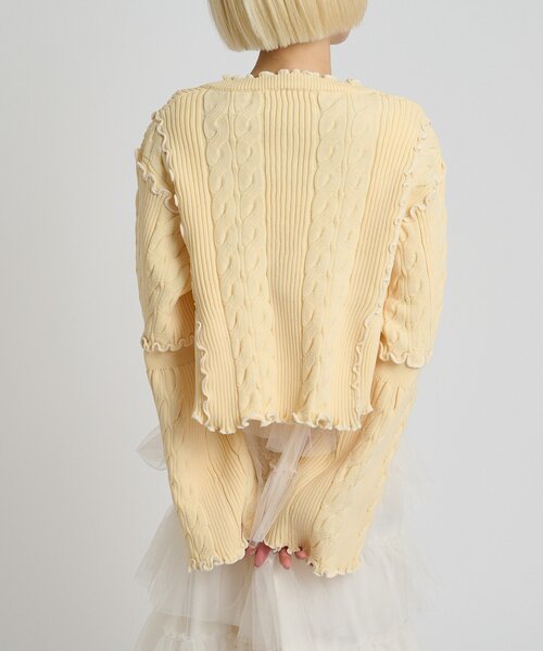 w closet(ダブルクローゼット)の「new配色メロウケーブルカーディガン(カーディガン/ボレロ・レディース・サックスブルー/ブラック/アイボリー/ピンク/ネイビー/イエロー・FREE)」の13枚目の写真