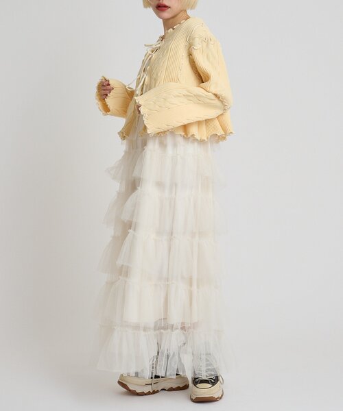 w closet(ダブルクローゼット)の「new配色メロウケーブルカーディガン(カーディガン/ボレロ・レディース・サックスブルー/ブラック/アイボリー/ピンク/ネイビー/イエロー・FREE)」の15枚目の写真