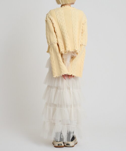 w closet(ダブルクローゼット)の「new配色メロウケーブルカーディガン(カーディガン/ボレロ・レディース・サックスブルー/ブラック/アイボリー/ピンク/ネイビー/イエロー・FREE)」の16枚目の写真