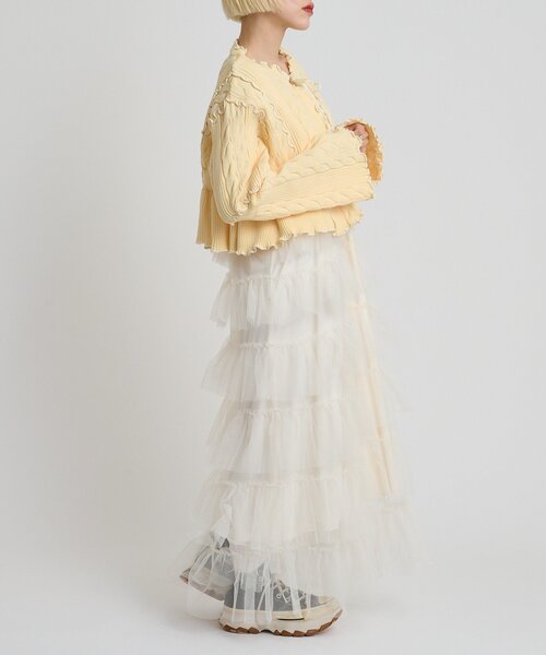 w closet(ダブルクローゼット)の「new配色メロウケーブルカーディガン(カーディガン/ボレロ・レディース・サックスブルー/ブラック/アイボリー/ピンク/ネイビー/イエロー・FREE)」の17枚目の写真