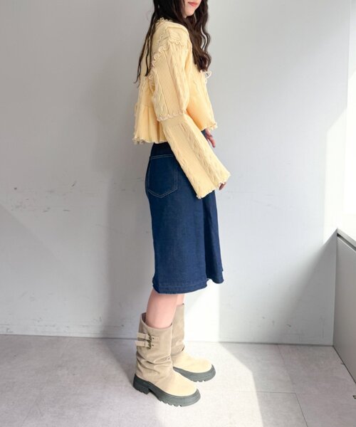 w closet(ダブルクローゼット)の「new配色メロウケーブルカーディガン(カーディガン/ボレロ・レディース・サックスブルー/ブラック/アイボリー/ピンク/ネイビー/イエロー・FREE)」の19枚目の写真