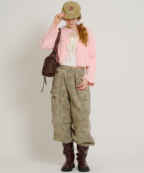 w closet(ダブルクローゼット)の「new配色メロウケーブルカーディガン(カーディガン/ボレロ・レディース・サックスブルー/ブラック/アイボリー/ピンク/ネイビー/イエロー・FREE)」の20枚目の写真