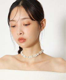 rienda（リエンダ）の「リボン付きフェイクパールチョーカー（ネックレス）」
