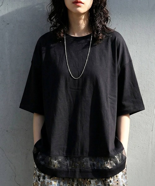 antiqua(アンティカ)の「綿100 クルーネック Tシャツ(Tシャツ/カットソー・レディース・ブラック/ホワイト・ONESIZE)」の2枚目の写真
