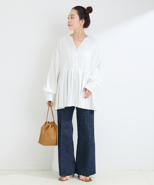 B.C STOCK（ベーセーストック）の「ウォッシャブル / Vネックギャザーブラウス（シャツ/ブラウス・レディース・ホワイト/ブラック・FREE）」の17枚目の写真